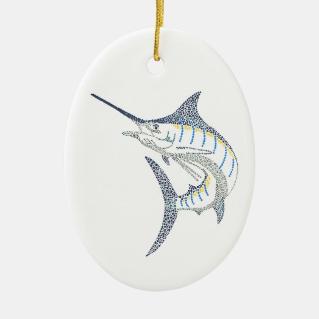 Jumping Saltwater Marlin Mosaic Ceramic Tree Decoration (Front)