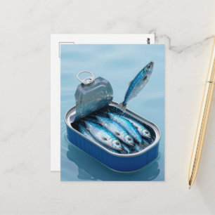 Jumping Sardines From Tin Postcard