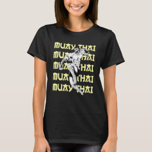 Jumping Skull Muay Thai Fighter Repeating Text Kic T-Shirt