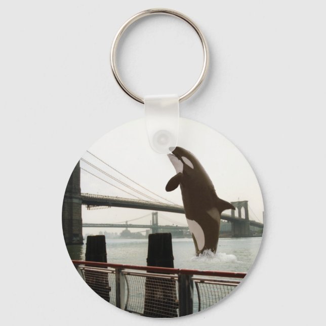 Jumping the Brooklyn Bridge Keychain (Front)