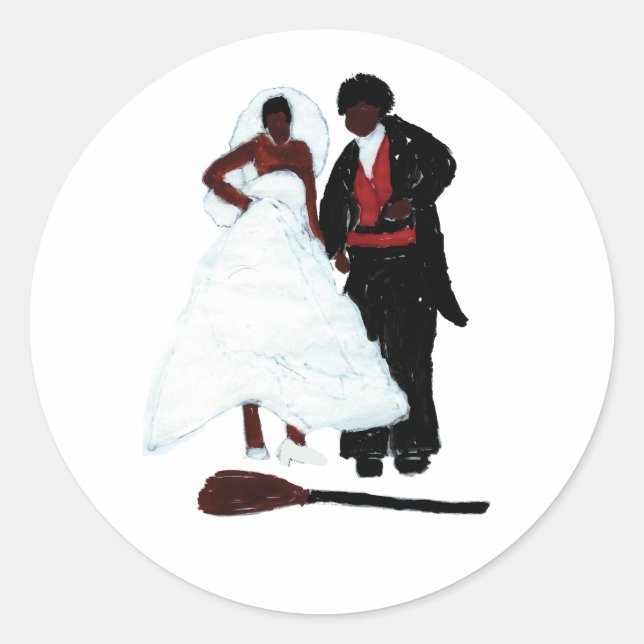 Jumping the Broom Classic Round Sticker (Front)