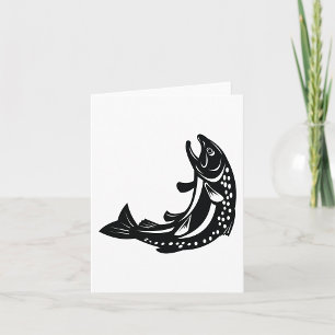 Jumping Trout Fish Silhouette Card