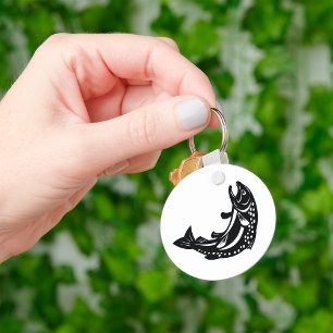 Jumping Trout Fish Silhouette Key Ring