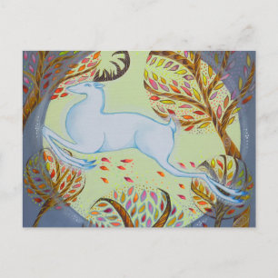 Jumping White Hart. Postcard