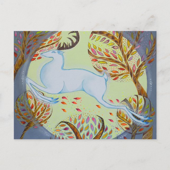 Jumping White Hart. Postcard (Front)