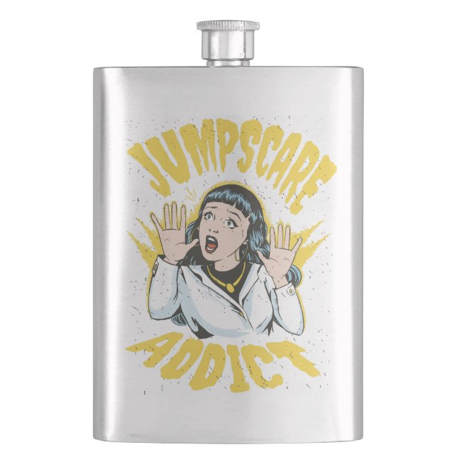 Jumpscare Addict Hip Flask (Front)