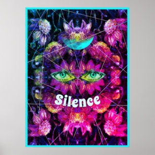 Junction Card No 37: Silence with dahlias and moon Poster