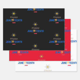 June19teenth Wrapping Paper Flat Sheet Set of 3