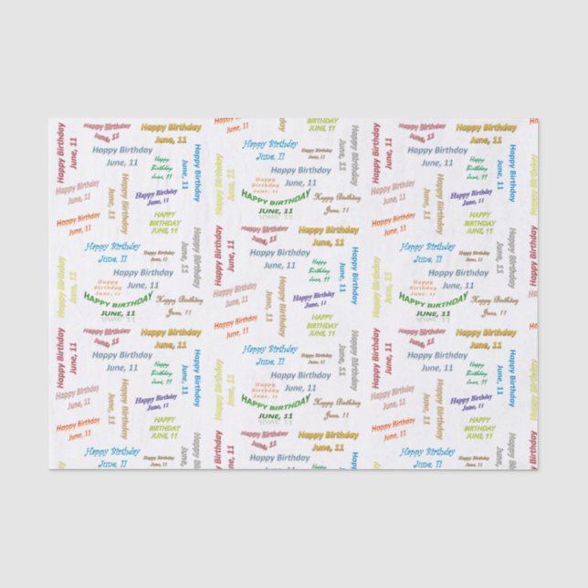 June, 11 Birthday Tissue Paper (Front)