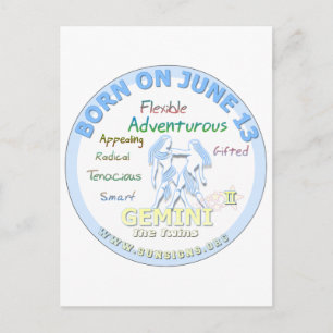 June 14th Birthday - Gemini Postcard