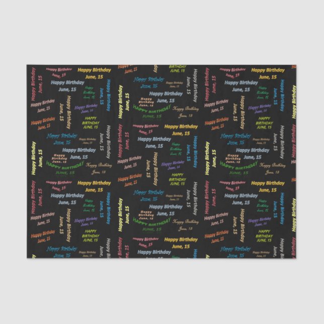 June, 15 Birthday Tissue Paper (Front)