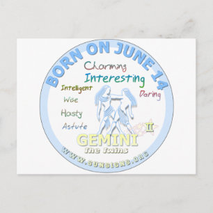 June 15th Birthday - Gemini Postcard