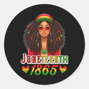 June 1865 Proud Black Freedom Afro Woman Sungles Classic Round Sticker