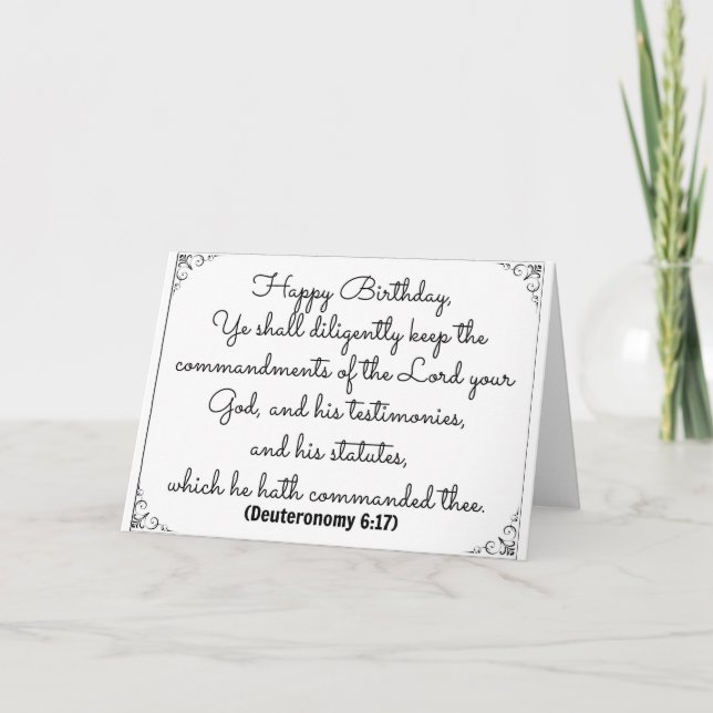 June 18 Bible Birthday card with Deuteronomy verse (Front)