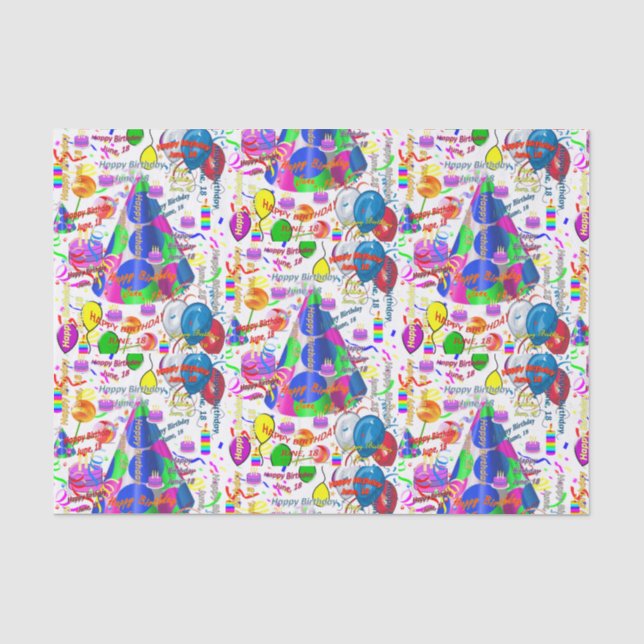 June, 18 Birthday Tissue Paper (Front)