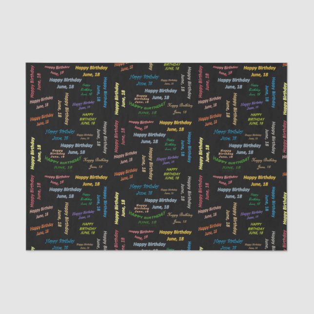 June, 18 Birthday Tissue Paper (Front)