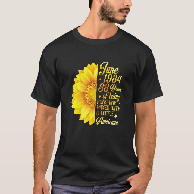June 1984 Sunflower 38 Years Being Sunshine Mixed  T-Shirt (Front)