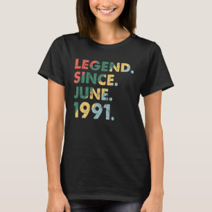 June 1991 Legendary Year 1991 Retro Legend Since 1 T-Shirt