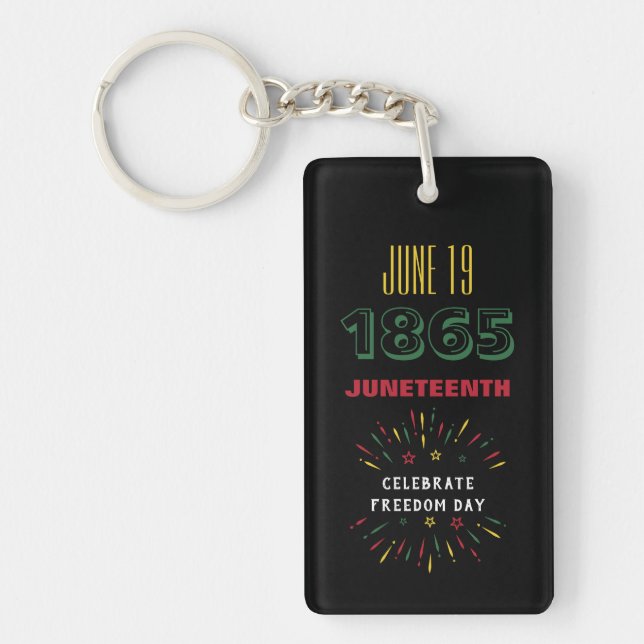 June 19 1865 Juneteenth Black History Fireworks Key Ring (Front)
