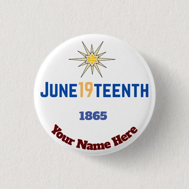 June 19teenth  3 cm round badge (Front)