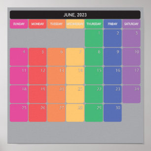 June 2023 planer calendar colour days poster