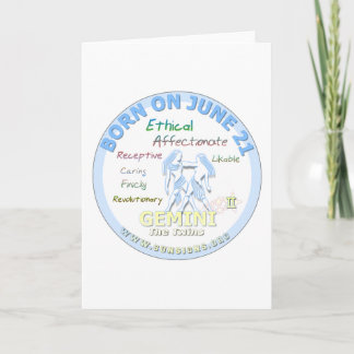 June 21st Birthday - Gemini Card