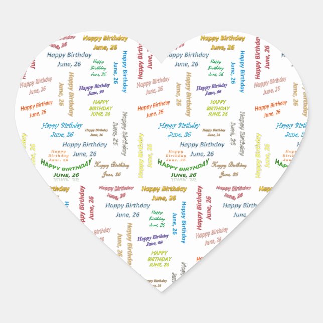 June, 26 Birthday Sticker (Front)