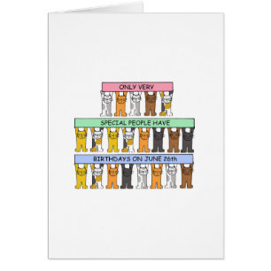 June 26th Birthday, Cartoon Cats.