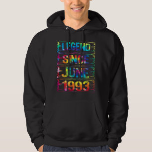 June 29 Years Old Since 1993 29th Birthday  Tie Dy Hoodie