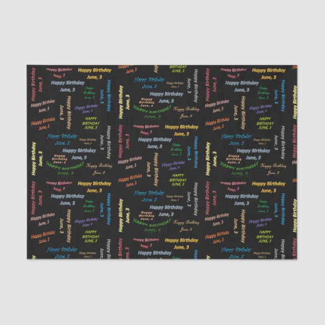 June, 3 Birthday Tissue Paper (Front)