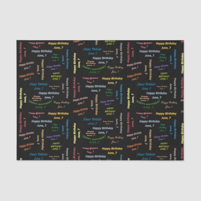 June, 7 Birthday Tissue Paper (Front)