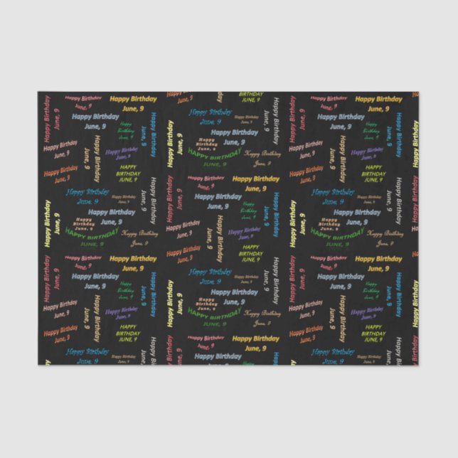 June, 9 Birthday Tissue Paper (Front)