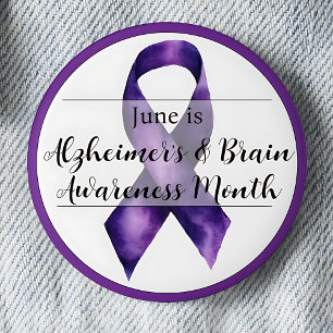 June Alzheimer's & Brain Awareness Month 6 Cm Round Badge
