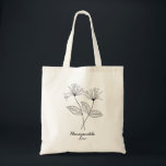June Birth Flower | Honeysuckle Tote Bag<br><div class="desc">The design features a minimalist design with a honeysuckle flower - the June birth flower,  and a name written in a contemporary handwritten script and serif fonts in black.</div>