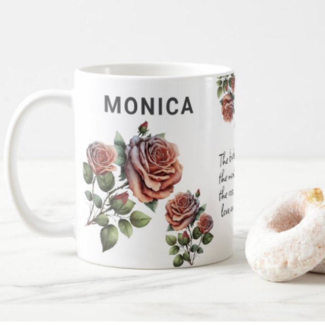 June Birth Flower Rose Add Name Coffee Mug (Creator Uploaded)