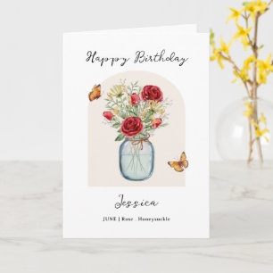 June Birth Month Flower Birthday Card