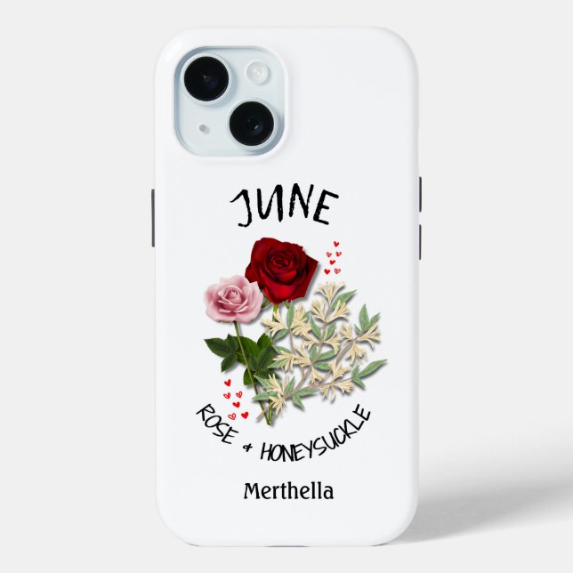JUNE Birth Month Flower Custom Name Case-Mate iPhone Case (Back)