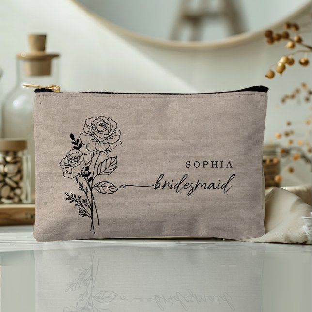 June Birth Month Flower Personalised Bridesmaid Accessory Pouch (Creator Uploaded)
