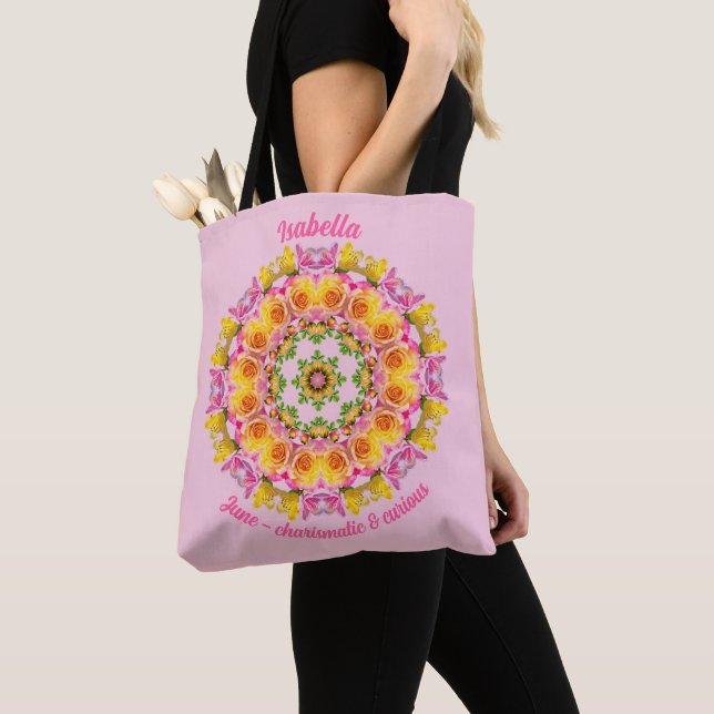 June Birth Month Flower Personalised  Carryall Tote Bag (Close Up)