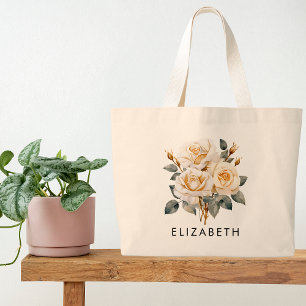 June Birth Month Flower Personalised Gift for Her Large Tote Bag