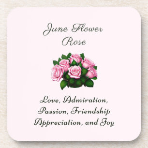 June Birth Month Flower Rose Coaster