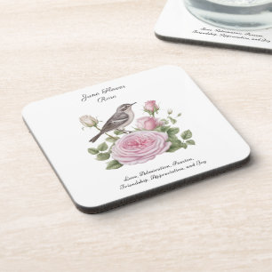 June Birth Month Flower Rose Elegant Birthday Coaster