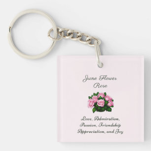 June Birth Month Flower Rose Timeless Floral  Key Ring