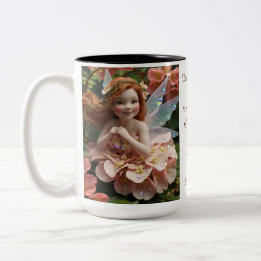 June Birth Month - Honeysuckle Flower Fairy - Two-Tone Coffee Mug