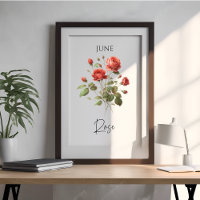 June Birth Month Rose Floral