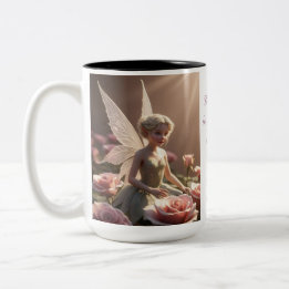 June Birth Month - Rose Flower Fairy - Two-Tone Coffee Mug