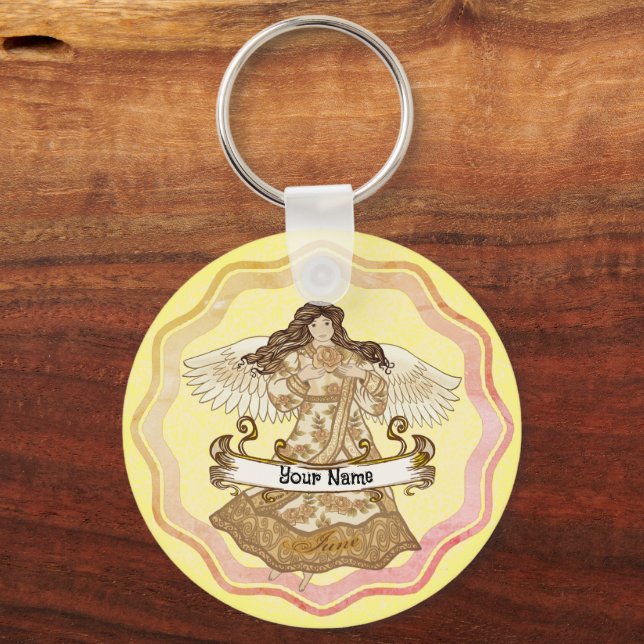 June  Birthday Angel birthday custom keychains (Front)