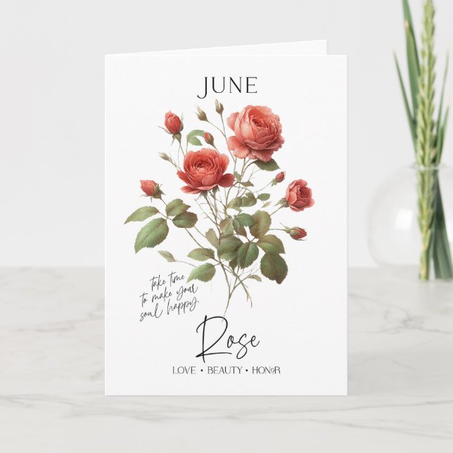 June Birthday Birth Month Flower Rose Card (Front)