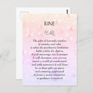 June birthday birthstone Pearl  Postcard