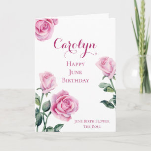 June Birthday Card Birth Month Flower Rose
